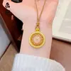 Colgante de Calabaza Chapado en Oro Tendencia de Tiktok, Dios de la Riqueza Amarillo, Brújula de los Ocho Tesoros Propicios, Cadena para Suéter de Cuerda para Cumplir Deseos al por Mayor