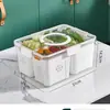 Caja de Almacenamiento para Refrigerador, Contenedor Sellado de Grado Alimenticio con Tapa, Portahuevos, Almacenamiento de Frutas, Caja Transparente con Drenaje y Conservación