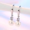 Pendientes elegantes de plata con circonita y perla de Corea del Sur, con gancho para la oreja, para mujer, versátiles y dulces, con borlas de hada, de longitud media, de plata.