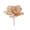 Nuevo adhesivo de tela flor de Navidad 24CM flor artificial guirnalda de árbol de Navidad vid arreglo de flores de terciopelo Decoración navideña