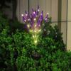 Lámpara Exterior de Lavanda Alimentada por Energía Solar con Siete Ramas, Lámpara de Caña de Fibra Óptica de Planta Verde para Patio, Balcón, Jardín y Césped
