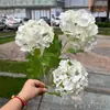 Fabricantes de comercio exterior de flores de simulación de hogar de alta gama, 3 hortensias de madera con tacto de pegamento suave, decoración de boda verde, flores falsas al por mayor