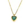 Nuevo Collar de Acero de Titanio con Chapado en Oro de 18 Quilates, No se Desvanece, con Piedra Preciosa de Corazón de Durazno, para Mujer, Nicho, Ins, Versátil, Joyería de Alta Gama