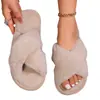 Chinelos Populares Transfronteiriços com Estampa de Leopardo, Chinelos Quentes de Inverno para Casa com Aumento de Espessura e Forro de Lã, Chinelos com Tiras Cruzadas