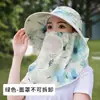 Sombrero de Protección Solar para Recoger Té para Mujeres, Máscara Parasol de Verano, Ala Grande Integrada, Sombrero de Pescador Transpirable, Sombrero de Protección Solar para Exteriores con Protección para el Cuello