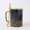 Caneca de Cerâmica Xadrez Dourado de Luxo Luz Nórdica Venda Direta da Fábrica Copo de Chá de Grande Capacidade para Escritório e Casa