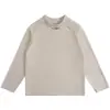 Blusa Segunda Pele de Fleece Gola Meia Manga para Meninos de Crianças Médias e Maiores, Novo Estilo Outono/Inverno, Manga Longa Raglã, Blusa Casual Infantil com Letra