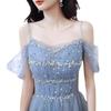 Vestido de Noche Azul para Mujer 2026 Estilo Nuevo con Tirantes, Estilo Princesa Socialité, Vestido de Brindis para Bodas, Verano, Mayoreo