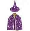 Capa de Halloween Adereços de Cosplay Vestido de Performance Infantil Tecido de Cetim Chapéu Capa Capa Terno de Cinco Estrelas
