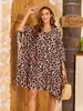 Cubierta de Algodón con Estampado Europeo y Americano Camisa Sexy Holgada Vacaciones en la Playa Protección Solar para Bikini Camisa HD202