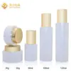 Material de Embalagem Ponto Conjunto de Creme Redondo Frasco de Vidro High-End Redondo Reto Galvanizado Cosmético Press Loção Frasco de Vidro