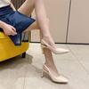 K88-A Zapatos de Charol para Mujer Estilo Francés con Tacón Alto, Punta Abierta, Sandalias con Tacón Grueso de Punta Cuadrada y Diseño de Punta Abierta