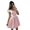Comercio exterior europeo y americano Amazon AliExpress wish vestido de noche rosa corto sexy con escote en V simple