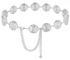 Cadena de Cintura Metálica para Mujer Estilo Transfronterizo Europeo y Americano, Elegante Accesorio de Cintura con Pedrería, Cadena Corporal de Lujo Doble Fila Incrustada de Cristal al por Mayor