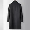 Casaco de cashmere masculino para outono e inverno, modelo longo com forro removível de 90% de penugem de ganso, casaco quente de luxo de alta qualidade para homens de meia-idade