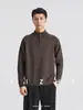 También Parada 2026 Otoño Polo de Media Cremallera con Cuello Alto para Hombre Tejido 450g Holgado Sensación de Alta Gama Suéter de Manga Larga