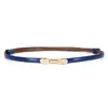 Cinturón fino brillante de cuero genuino de moda para vestidos, cinturón de mujer estilo coreano, cinturón versátil de verano sin poros ajustable