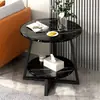 Mesa Redonda Sencilla, Sofá de Lujo Ligero, Mesa de Centro con Patrón de Pizarra, Mesa de Té para Apartamento Pequeño, Sala de Estar Moderna, Mesa Pequeña Sencilla para Uso Doméstico