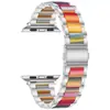 Adecuado para Apple Watch 8 9 S10 Correa de Reloj Iwatch 7 Ultra Metal Tres Perlas Correa de Reloj de Resina