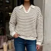 Moletom Listrado de Gola Dobrável Color Block Novo Outono 2026, Comércio Exterior Transfronteiriço Europeu e Americano, Moletom Waffle Solto e Casual