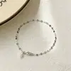 Pulseira de Pérolas Naturais de Água Doce Lantejoulas Prata Esterlina S925 para Mulheres, Luxo Leve, Alto Padrão, Nicho, Joia de Mão Simples Atacado