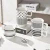 Taza de Cerámica Apilable con Funda Personalizada Taza Pequeña para Agua Café Leche Regalo Asa Cuadrada Liling
