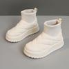 KT2819 Nuevos Zapatos de Invierno 2024 Gruesos de Color Sólido Cálidos de Caña Alta para Mujer Estudiante Sencillos Forrados de Felpa Aumentados Zapatos de Algodón