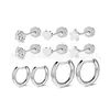 Brincos de Aço Titânio Joias para Piercing Design de Estrela de Amor Conjunto de Brincos de Aço Inoxidável com Base Plana Rosqueada Venda por Atacado