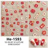 Redanco5D En relieve Popular Dibujo Animado Pegatina para Uñas Mahjong Rojo Fortuna Estéreo Pegatina para Uñas He1600