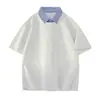 Atacado de fábrica camisa de duas peças falsa gola de camisa manga curta unissex camisa polo masculina verão manga curta algodão manga curta camiseta masculina