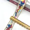 Nova cor bordado floral de renda de algodão roupas Dai estilo étnico acessórios para decote feminino 3,5CM