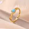 Anillo de Plata de Ley S925 Chapado en Oro Yiluyin con Turquesa Mineral Original, Nuevo Estilo Chino con Diseño de Moneda de Cobre, Anillo Abierto de Plata Versátil