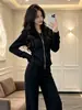 Conjunto deportivo casual de moda callejera para mujer, moda de otoño, juvenil y adelgazante, conjunto de dos piezas con sudadera con capucha y pantalones largos