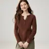 / Colección Idle - Suéter de Punto de Cachemira con Cuello de Barra para Mujer, Estilo Retro Intelectual, Suéter Pulóver Adelgazante