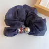 Cuerda para el Cabello con Lazo de Perla para Mujer, Cola de Caballo de Satén de Alta Gama, Anillo de Intestino Delgado, Estilo Coreano, Diadema Simple de Alta Elasticidad