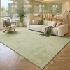 Alfombra verde fresca y sencilla para sala de estar, alfombra cuadrada estilo crema lavable y limpiable para sofá y mesa de centro, alfombrilla de suelo de alta gama para dormitorio