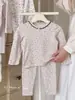 8121 Conjunto de Pijama para Niña 2026 Otoño Temprano Lana Elástica Nueva Estilo Coreano Conjunto de Dos Piezas Manga Larga Pantalón Largo con Adorno de Encaje