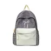 Mochila Escolar Estilo Japonés con Patrón de Cuadros, Diseño Fresco y Lindo de Lazo, Adecuada para Adolescentes, Mochila Casual para Estudiantes de Secundaria y Preparatoria