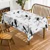 Nova toalha de mesa de Halloween transfronteiriça, poliéster estilo gótico escuro com estampas de abóbora e corvo, toalha de mesa para festa de feriado