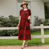 Vestido Nuevo Retro a Cuadros de Algodón y Seda 2026 para Mujeres de Mediana Edad y Mayores, Estilo Mamá de Verano Holgado Adelgazante