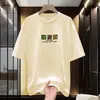 Camiseta de Manga Curta Pesada 260g 100% Algodão para Homens, Corte Solto Estilo Americano, Camiseta Básica de Algodão com Gola Redonda e Mangas Curtas Estampadas