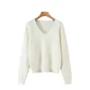 Ins estilo europeu e americano transfronteiriço 2026 nova moda elegante feminino atacado para o dia a dia gola V suéter versátil tricô simples