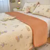 Um lado é 100% algodão, o outro é capa de cama em veludo de leite, lençol de cama acolchoado de peça única 100% algodão, protetor de colchão antiderrapante para tatame, conjunto de três peças