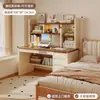 Mesa Integrada con Escritorio y Estantería para Dormitorio en Casa, Escritorio de Computadora para Adultos Estilo Mediados de Siglo, Tocador de Pared, Escritorio de Estudio para Estudiantes