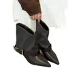 Botines cortos de mujer estilo europeo y americano con hebilla de cinturón y punta fina, nuevo modelo otoño e invierno 2026, botines Martin marrones ajustados de tacón bajo