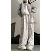 Calça Casual de Pierna Larga com Estampa de Cachorro Plus Size 150kg para Mulheres, Primavera e Verão Fina de Cintura Alta Solta Preguiçosa Versátil Reta