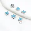 Pulsera de Flores de Cuatro Hojas con Piedra Turquesa Inlaidada con Perlas Espaciadoras de Zirconia de Oro Real de 18K que Conserva el Color Pulsera Collar Accesorios DIY C45