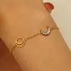 Tobillera Collar Pulsera de Pareja Hueca Sol y Luna Transfronteriza Europea y Americana Juego de Joyería Apilada de Doble Capa Joyería para Mujeres