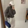 Suéter de punto grueso cálido de diseño nuevo para otoño e invierno estilo coreano con cuello alto y media cremallera, suéter de punto de moda para mujer