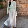 Cardigan de Punto Calado de Nuevo Estilo para Mujer Primavera Temprana 2026 con Diseño de Manga Larga Francesa, Estilo Suave, Suéter de Punto Holgado